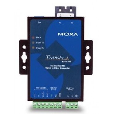 TCF-142-S-SC MOXA RS-232/422/485 to single-mode optical fiber media converter with fiber ring support and SC connector