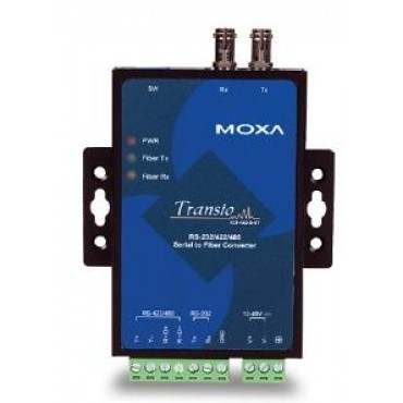 TCF-142-M-ST MOXA RS-232/422/485 to multi-mode optical fiber media converter with fiber ring support and ST connector