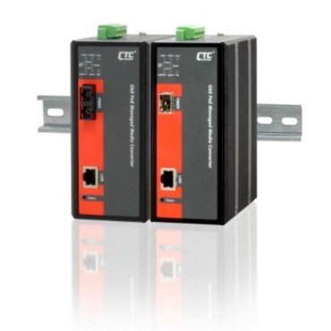 IMC-1000M-PH12 CTC Union Industrial 10/100/1000Base-T to 100/1000Base-FX/SX/LX Managed with PoE+ (PSE) Fiber Converter