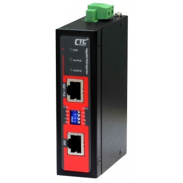INJ-IG01-PH CTC Union Industrial Gigabit Ethernet PoE+ Injector IEEE802.3at/af, 15.4/30/36/60W