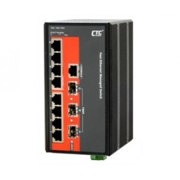 IPS-G803SM-DD CTC Union Industrial IEC 61850-3 8×10/100/1000Base-T+ 3x 100/1000Base-X SFP Managed Switch (Dual isolated DC Input)